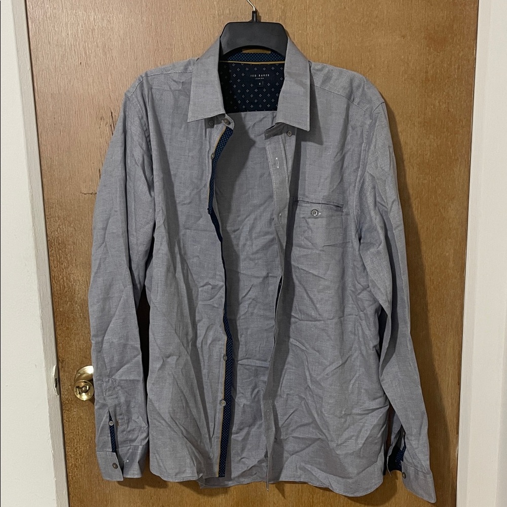 Ted Baker Gray Lightweight Button Up